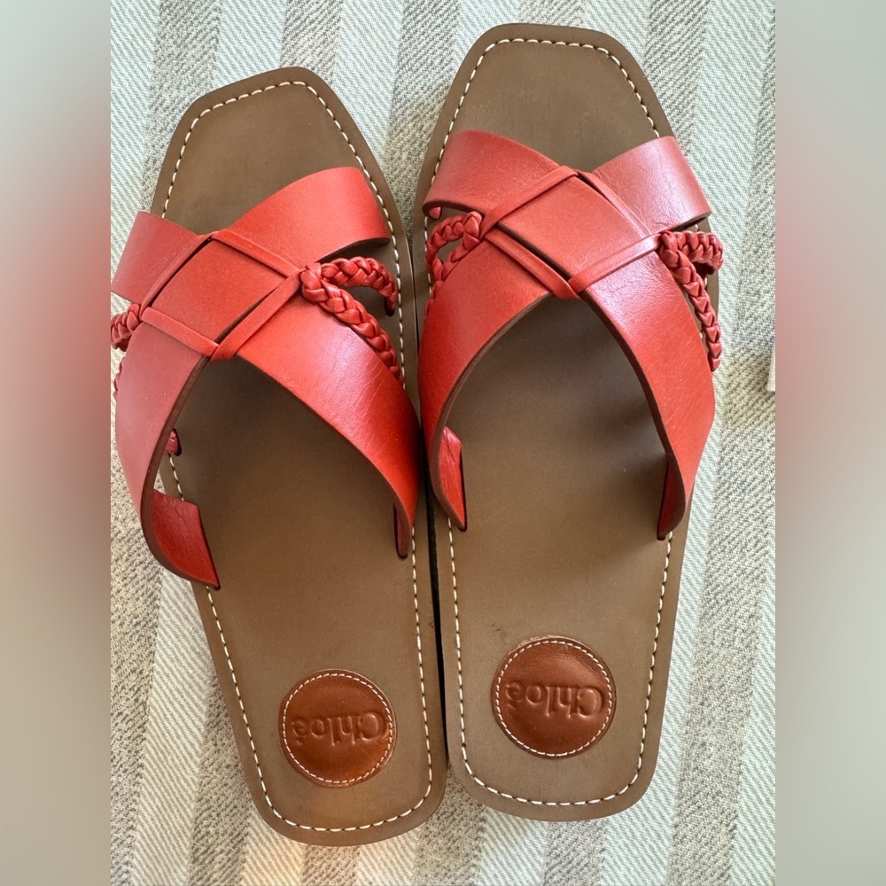 Chloe Braided Red Leather Sandals